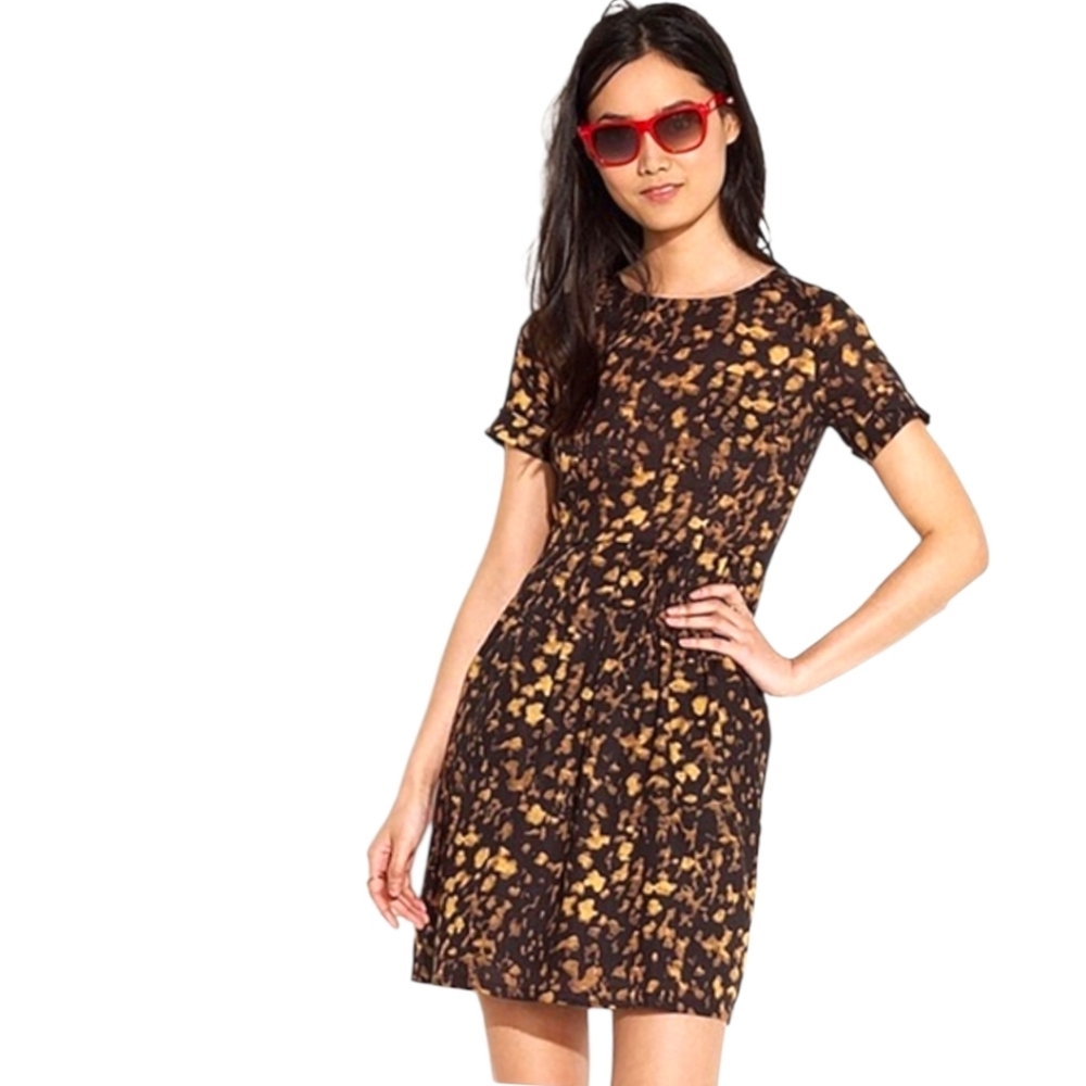 Broadway & Broome Shadow Songbird Tan/Black/Gold Leopard Print Mini Dress Sz 2